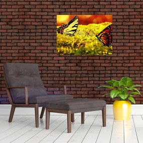 Tablou pe sticlă cu fluturi (70x50 cm)