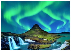Tablou pe sticlă - Kirkjufell, Islanda (70x50 cm)