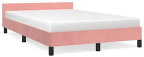 379552 vidaXL Cadru de pat cu tăblie, roz, 120x190 cm, catifea
