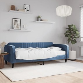 vidaXL Pat de zi cu saltea, albastru, 90x200 cm, catifea