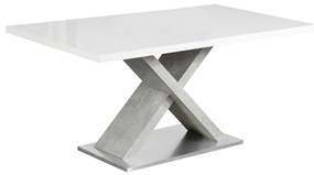Masa dining, alb HG extra lucios beton, 160x90 cm, FARNEL
