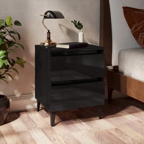 805883 vidaXL Noptieră, negru extralucios, 40x35x50 cm, lemn compozit