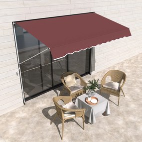 Outsunny Copertină manual retractabilă 3L x 1,5m, înălțime ajustabilă,material din poliester anti-UV, Roșu | Aosom Romania