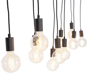Lampă modernă suspendată neagră 140 cm 10 lumini - Facil