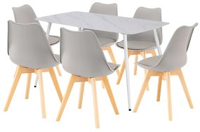 Ravena 6+1 set de luat masa alb-gri