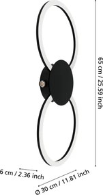 Eglo 902124 - Aplică de perete VENTICELLO, LED/20W/230V + LED/0,91W, neagră