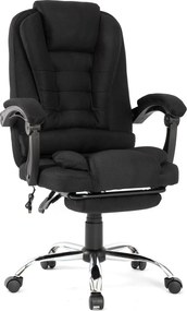 RESIGILAT- Scaun directorial, Masaj în perna lombară, Suport picioare, Rabatabil, textil, Negru