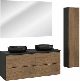 Set mobilier baie 120 cm 7 piese Comad Talia negru mat si stejar Casella