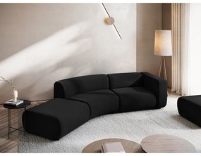 Șezlong negru cu tapițerie din catifea (cu colț pe partea stângă) Ekahi – Makamii