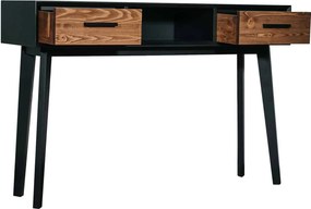 Consolă lemn masiv Timeless 2 Sertare 1 Nișă Negru, 138 × 38 × 80 cm