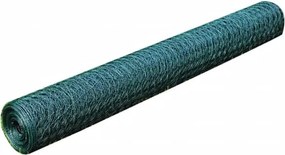 vidaXL Plasă de sârmă găini, verde, 25 x 0,5 m, cu înveliș PVC