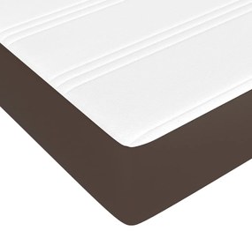 Pat box spring cu saltea, maro, 180x200 cm, piele ecologica Maro, 25 cm, 180 x 200 cm