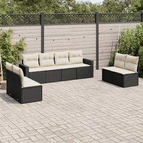 3251183 vidaXL Set mobilier de grădină cu perne, 8 piese, negru, poliratan