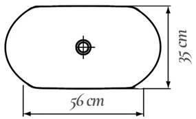 Lavoar pe blat alb lucios 56 cm, oval, Fluminia Tisa