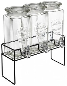 Set 3 borcane limonada Ramsy, sticla, 1.5 litri per borcan, suport metalic, 32.5 x D. 14 x H. 36 cm