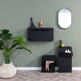 Pantofar negru cu deschidere înclinată/suspendat din metal 76x38x18 cm Sportiva – Spinder Design