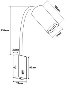 Lampă flexibilă de perete Brilagi SELE 1xGU10/30W/230V alb