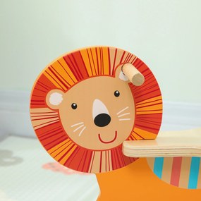 AIYAPLAY Leagăn cu design de leu, capacitate 25 kg, 2-5 ani, lemn, portocaliu | Aosom Romania