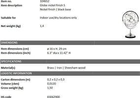 Obiect decorativ LUX Globe S, nickel 104652 HZ
