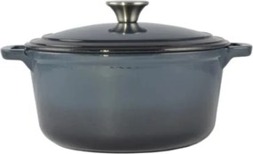 Oala fonta emailata cu capac, 24 cm 4 L, albastra Perfect Home 55001, retine foarte bine caldura, functioneaza pe toate tipurile de plita