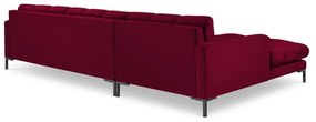 Colțar din catifea cu extensie pe partea stângă Cosmopolitan Design Bali, roșu