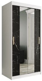 Dulap de haine 100 cm Marbelo T1 (mat alb + marmură neagră). 1064559