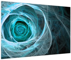 Tablou - Abstract trandafir albastru cu fundal negru (90x60 cm)