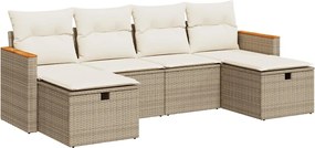 vidaXL Set canapele de grădină cu perne, 6 piese, bej, poliratan