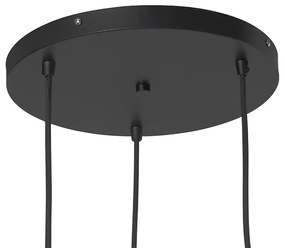 Lampă suspendată Art Deco neagră cu sticlă fumurie cu 3 lumini rotundă - Busa