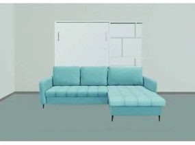 Set pat rabatabil dublu cu canapea coltar si biblioteca - Royal Bookcase &amp; VINCI Corner Sofa (150X200) - Maya 04 nuanta de BEJ