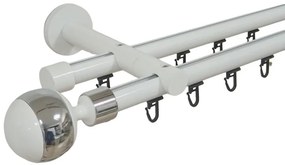 Galerie dubla bila inox teava profil alb 19mm/19mm (Alege marime: 200 cm)