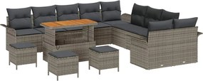 vidaXL Set de canapele pentru grădină cu pernă cu pernă 14 pcs Gri