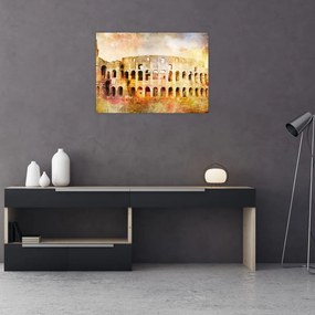 Tablou pe sticlă - Pictură digitală, Colosseum, Roma, Italia (70x50 cm)