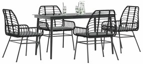 vidaXL Set de sufragerie de grădină 5 piese neagră Sticlă Poly Rattan