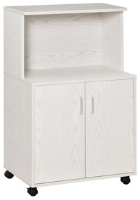 Mobilier de bucatarie cu roti HOMCOM, 60.4x40.3x 97cm, textura lemn alb/dungat | Aosom RO