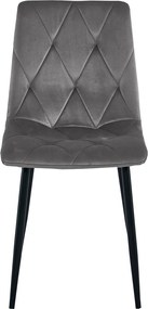 OFERTA Scaun de sufragerie din catifea gri inchis LIBRA cu picioare negre Calitatea a II-a