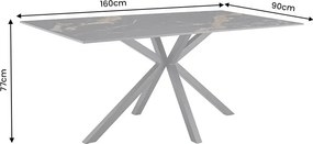 Masa dining cu blat ceramic GALAXIE Aurora Oro 160x90cm