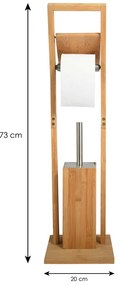 MSV Suport din bambus pentru hârtie igienică cuperie 16 x 29 x 70 cm