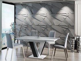 Masă extensibilă Hildaria (Alb lucios + Negru lucios ). Promo -16%. 1053927
