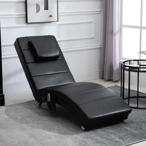 HOMCOM Relaxliege cu funcție de masaj, fotoliu de lounge ergonomic cu spătar înalt, cu funcție de masaj și pernă cu design Zero-G, fotoliu de lounge din piele ecologică, metal, spumă, negru, 58 x 163 x 87 cm | Aosom Romania