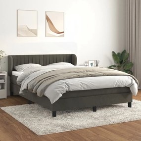 3127608 vidaXL Pat box spring cu saltea, gri închis, 140x190 cm, catifea