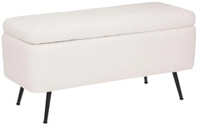 Puf cu spatiu depozitare, efect boucle, 100 x 40 x 48,5 cm