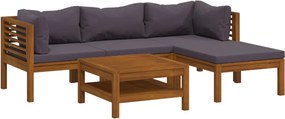 vidaXL Set mobilier de grădină cu perne, 5 piese, lemn masiv acacia