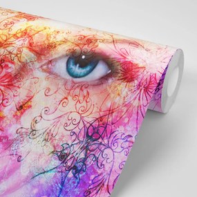 Tapet ochi albaștri cu elemente abstracte