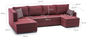 Canapea extensibilă de colț Ece Panoramik - Claret Red