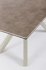 Masa dining pentru 8 persoane gri taupe din ceramica si sticla temperata, 180 cm, Sean Bizzotto