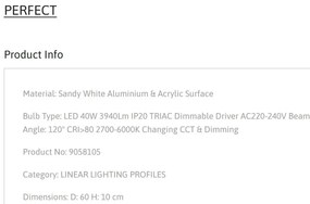 Plafoniera LED moderna design slim PERFECT 60cm alba CCT Dimmable