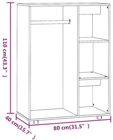 Sifonier, stejar maro, 80x40x110 cm, lemn prelucrat Stejar brun, 1