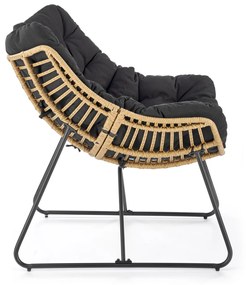 Fotoliu tapitat Whisper natur/negru - H90 cm