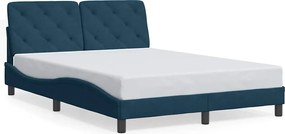 vidaXL Cadru de pat fără saltea, albastru, 140x190 cm, catifea